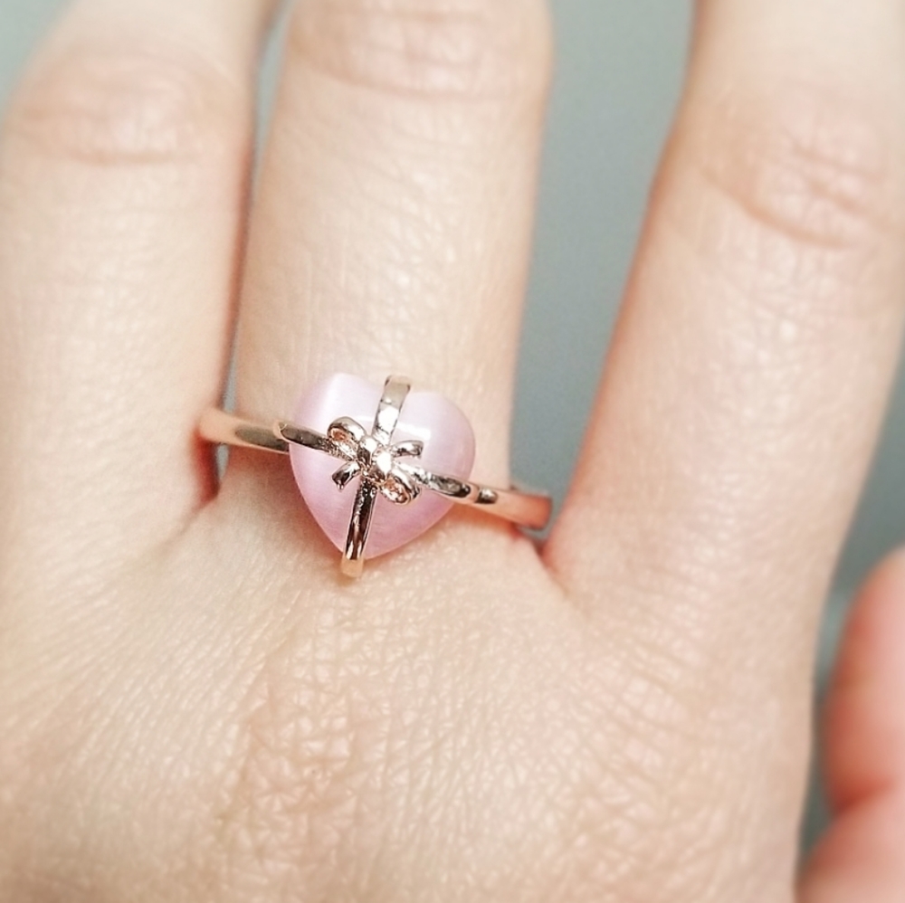 💎 18K PLATED S925 ROSE QUARTZ GIFT OF MY 💓 RING - Picture 2 of 4